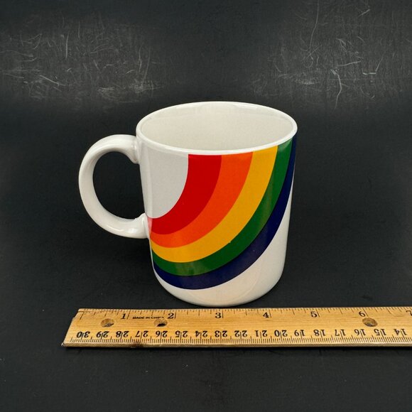 Vtg Ceramic Rainbow Mug Coffee Tea FTDA White Cream w Handle LGBTQ Gay Pride‎ - Picture 10 of 11